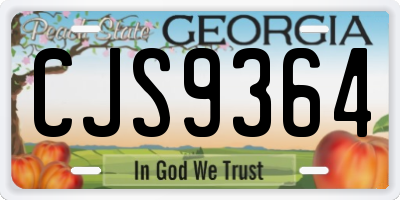 GA license plate CJS9364