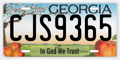 GA license plate CJS9365