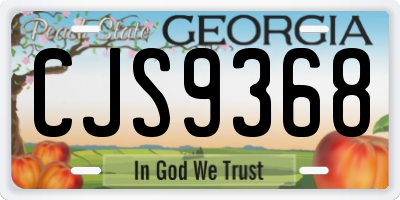 GA license plate CJS9368