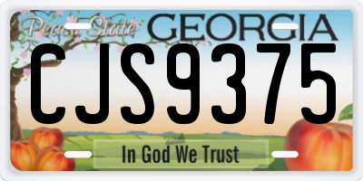 GA license plate CJS9375