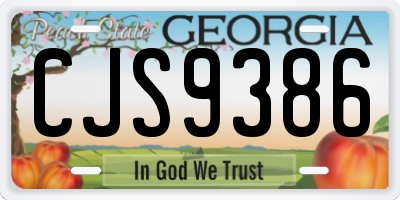 GA license plate CJS9386