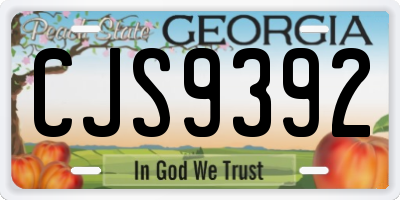 GA license plate CJS9392