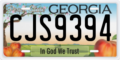 GA license plate CJS9394