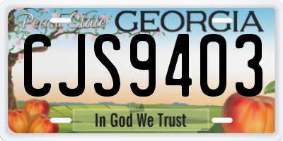 GA license plate CJS9403