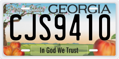 GA license plate CJS9410