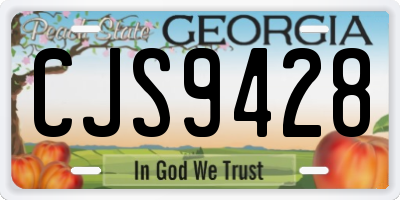 GA license plate CJS9428