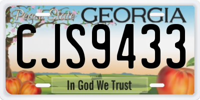 GA license plate CJS9433