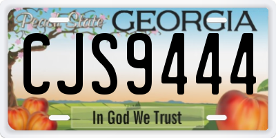 GA license plate CJS9444