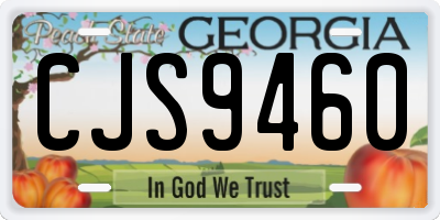 GA license plate CJS9460