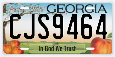GA license plate CJS9464