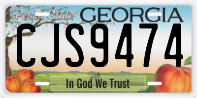 GA license plate CJS9474