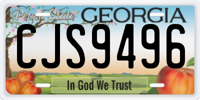 GA license plate CJS9496