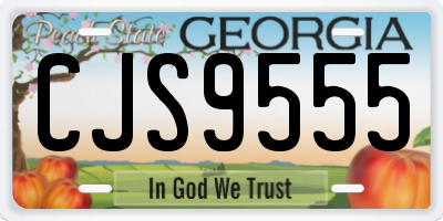 GA license plate CJS9555