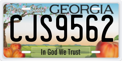 GA license plate CJS9562
