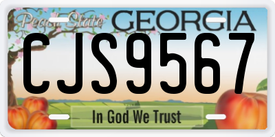 GA license plate CJS9567