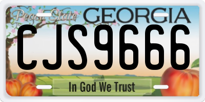 GA license plate CJS9666