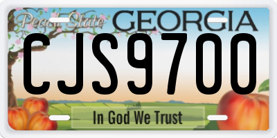 GA license plate CJS9700