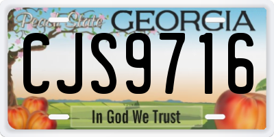 GA license plate CJS9716