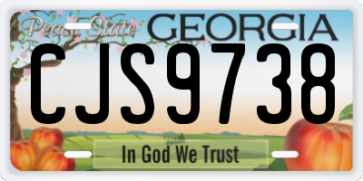 GA license plate CJS9738