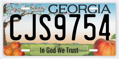 GA license plate CJS9754