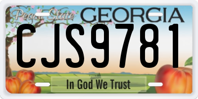 GA license plate CJS9781