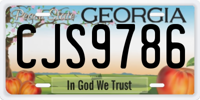 GA license plate CJS9786