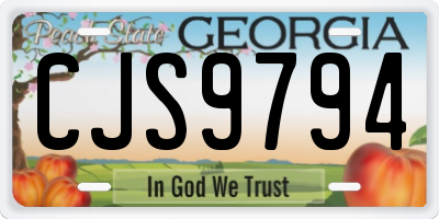 GA license plate CJS9794