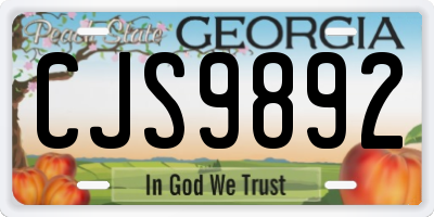 GA license plate CJS9892