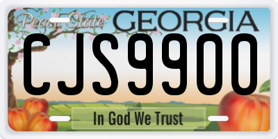 GA license plate CJS9900
