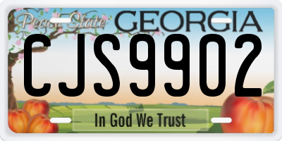 GA license plate CJS9902