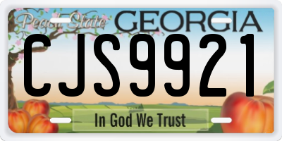 GA license plate CJS9921