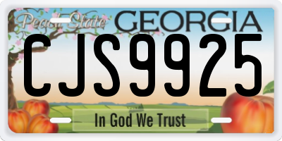 GA license plate CJS9925