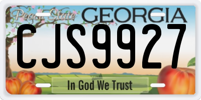 GA license plate CJS9927