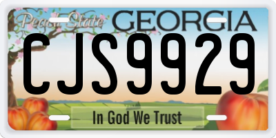 GA license plate CJS9929