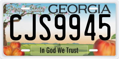 GA license plate CJS9945