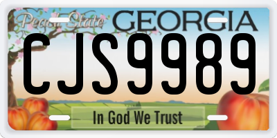 GA license plate CJS9989