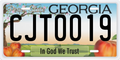 GA license plate CJT0019