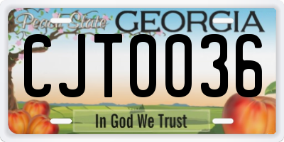 GA license plate CJT0036