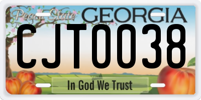 GA license plate CJT0038