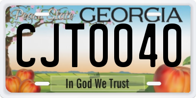 GA license plate CJT0040