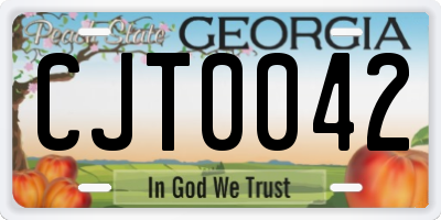GA license plate CJT0042