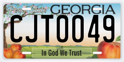 GA license plate CJT0049
