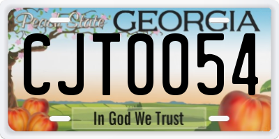 GA license plate CJT0054