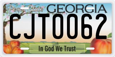 GA license plate CJT0062