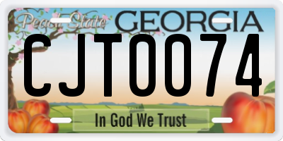 GA license plate CJT0074