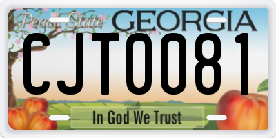 GA license plate CJT0081