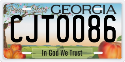 GA license plate CJT0086