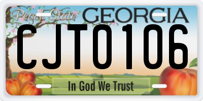 GA license plate CJT0106
