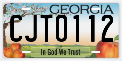 GA license plate CJT0112