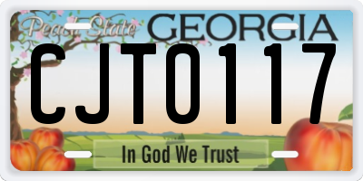 GA license plate CJT0117